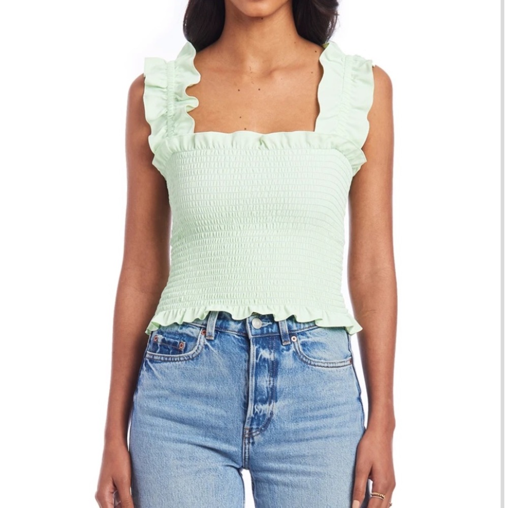 Green Smocked Amanda Uprichard Top